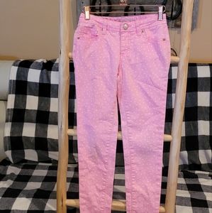 Girls Cherokee pink polka dot skinny pants size 12